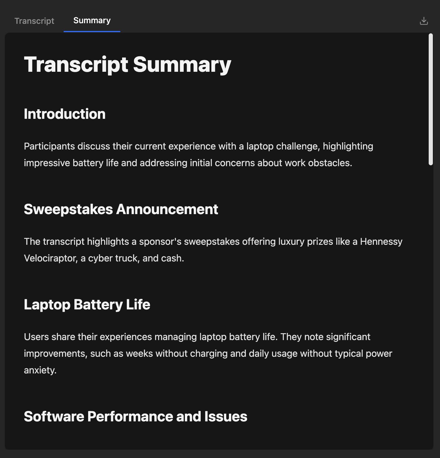 Summary Markdown Preview